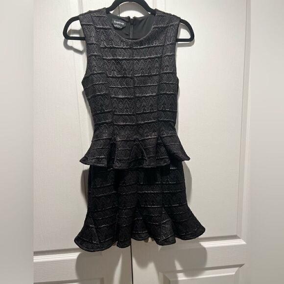 BEBE GODET PEPLUM DRESS  - Picture 2 of 5